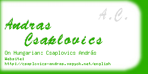 andras csaplovics business card