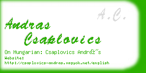 andras csaplovics business card